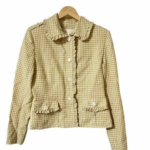 Valentino Womens Vintage Button Up Virgin Wool Jacket Ruffles Lined Size 12